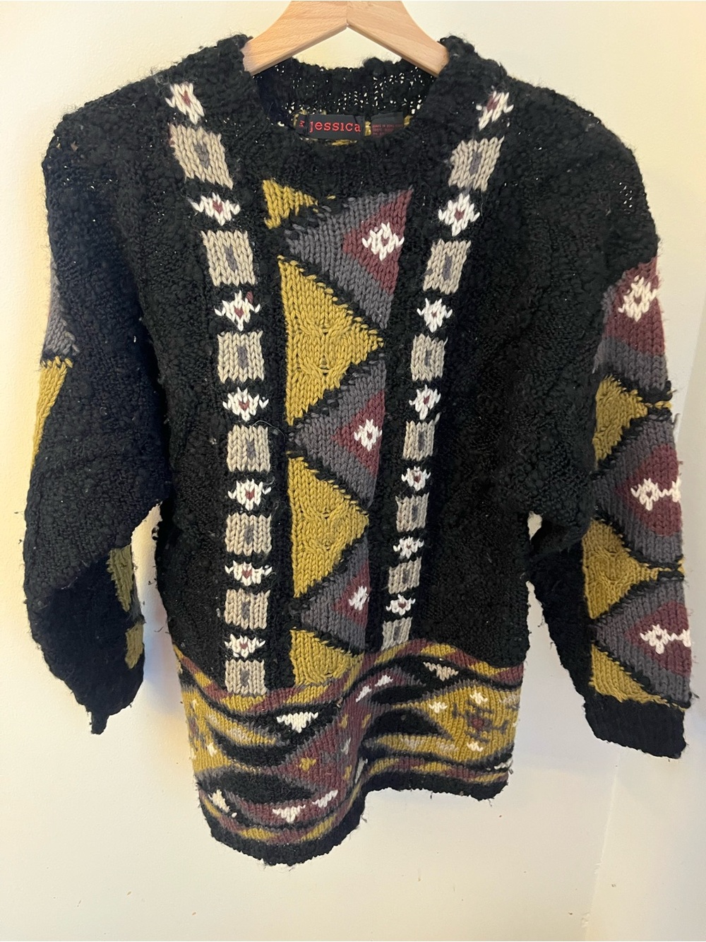 Vintage "Jessica" Knit Wool Geometric Fall Wear Sweater
